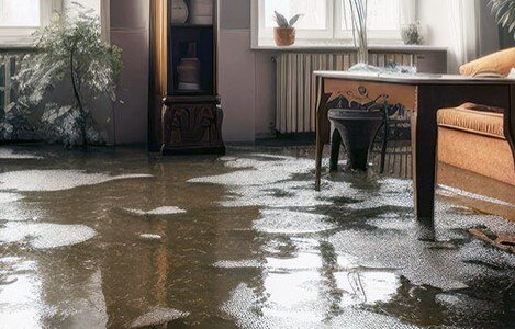 Living Room Flooded with Standing Water