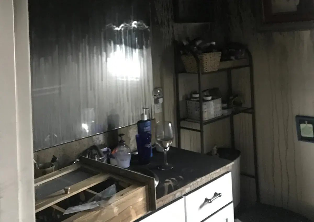 Smoke Damage Bathroom Before Restoration